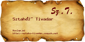 Sztahó Tivadar névjegykártya